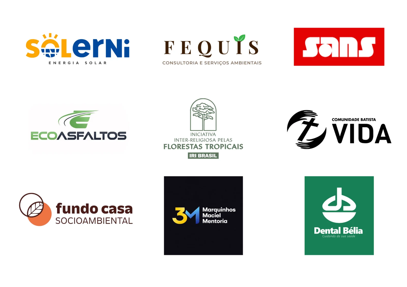 Logotipos das empresas e organizações parceiras do Instituto Vida